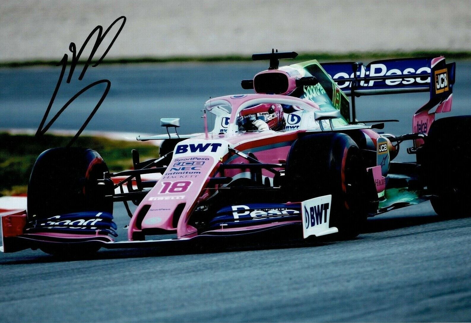 Lance Stroll SIGNED 12X8 Photo Poster painting Racing Point AFTAL COA (3615)