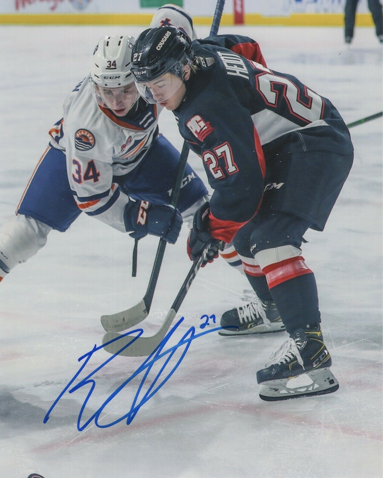 RILEY HEIDT 2023 DRAFT SIGNED AUTOGRAPH PRINCE GEORGE COUGARS 8X10 Photo Poster painting PROOF