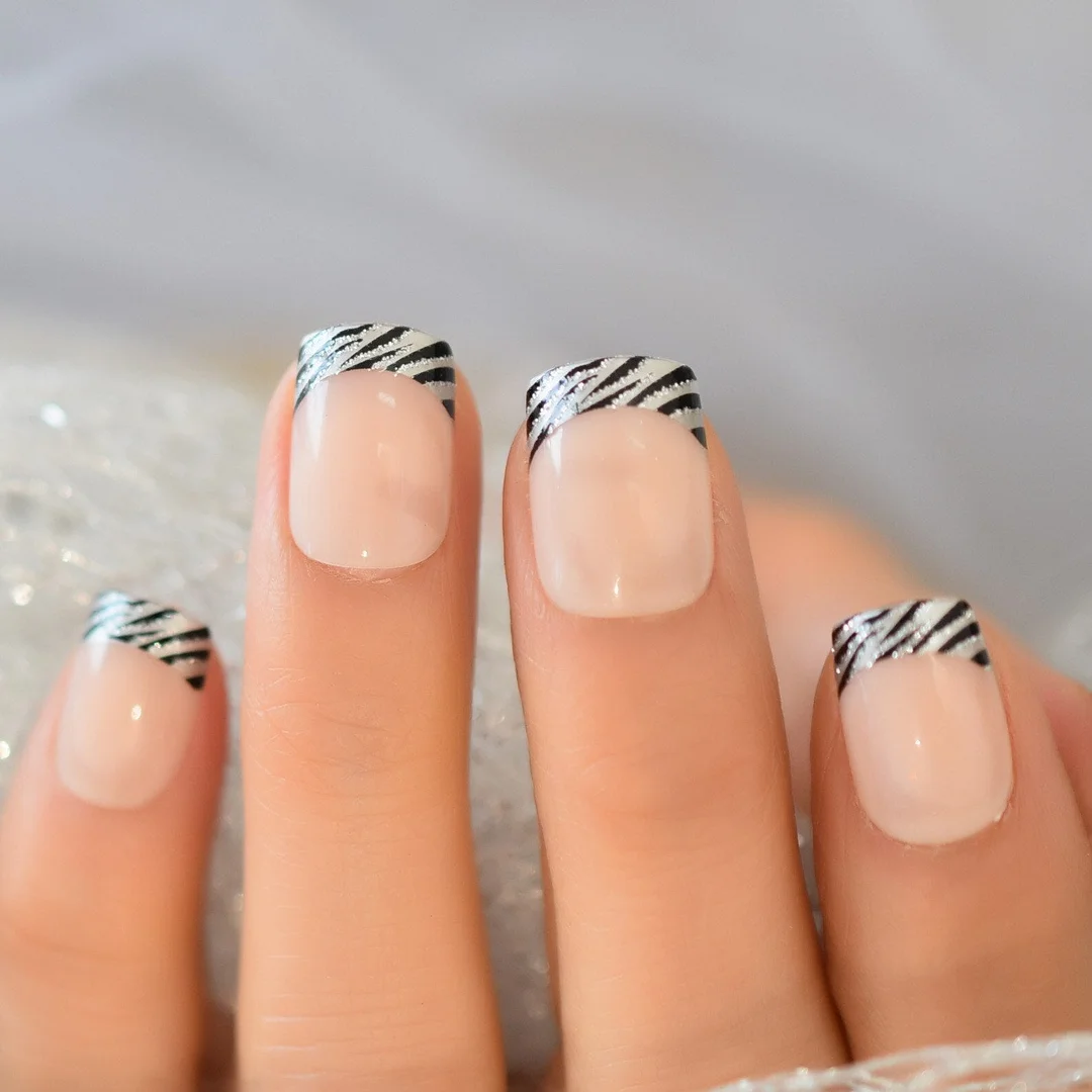 Beige French Nails White Tip Squoval False Nails Short Medium Size Ladies Artificial Manicure Tips for Daily Wear-Nail Inspo