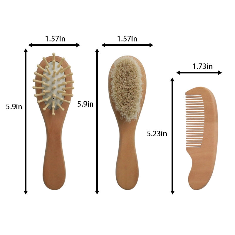 Lotus Baby Wool Bath Brush Children’s Bath Brush Scrub Brush Lotus Air Bag Massage Comb Beech Flat Comb Three-piece Set