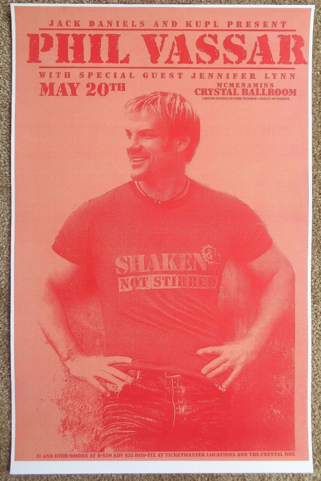 PHIL VASSAR 2005 Gig POSTER Portland Oregon Concert