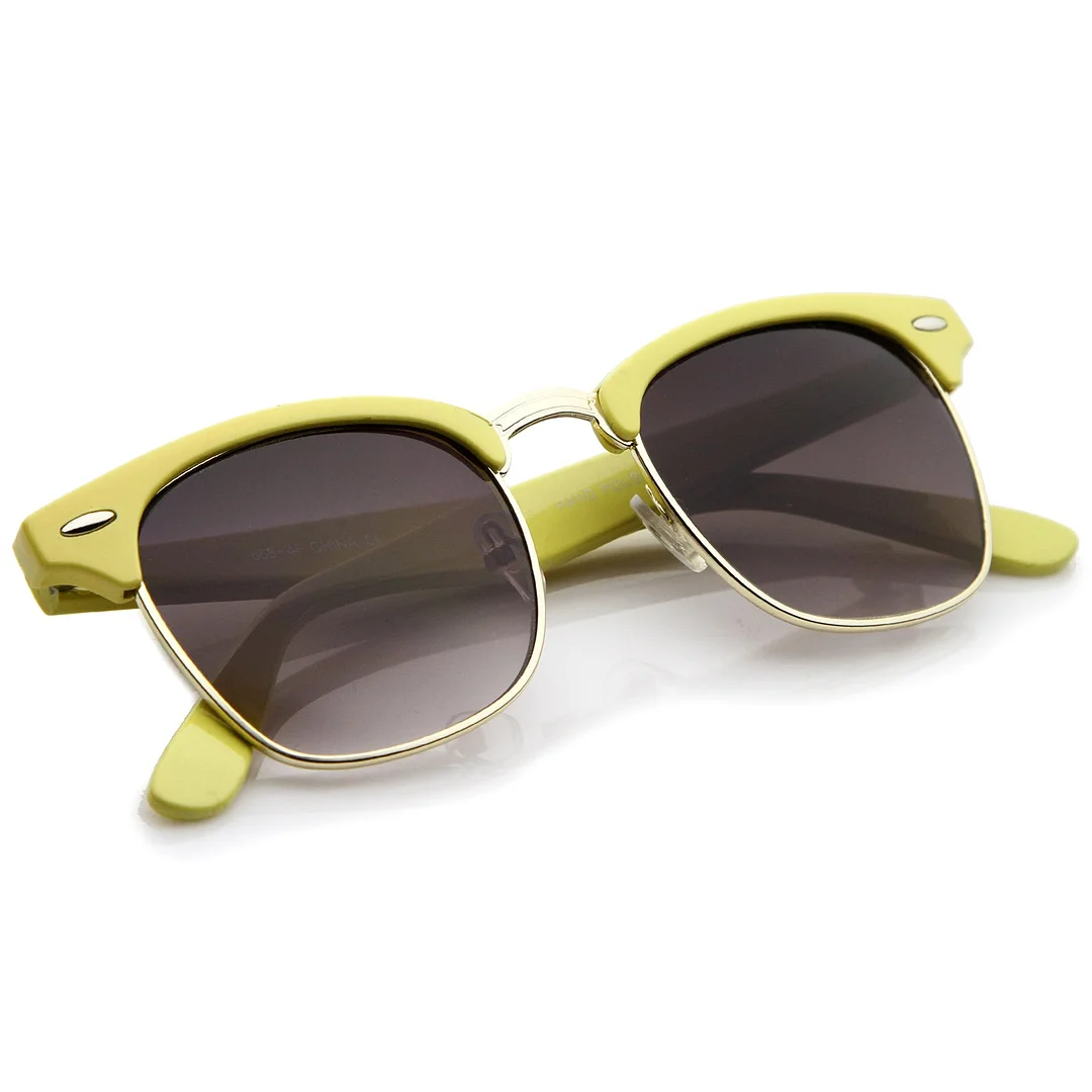 Premium Half Frame Metal Rivets Horn Rimmed glasses 50mm