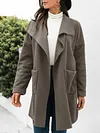 Fashion Loose Solid Color Long Sleeves Lapel Cardigan Woolen Outerwear