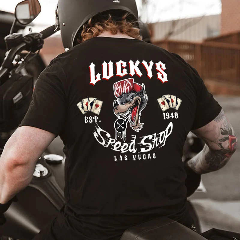LUCKYS SPEED SHOP Wolf Print Men's T-shirt