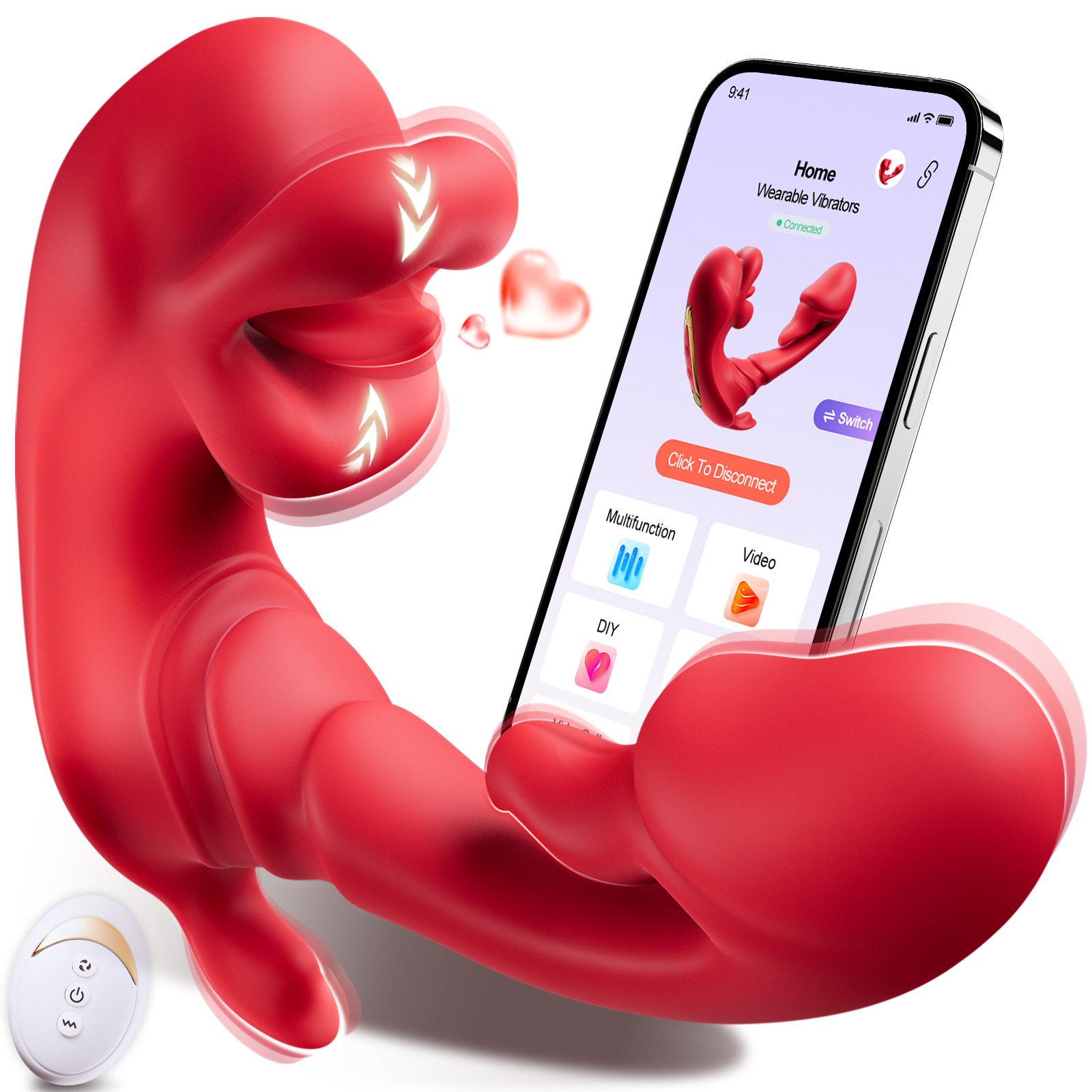 G Spot Vibrator Dildo Sex Toys With 9 Vibrating & Licking Biting Modes - Rose Toy