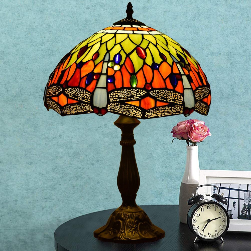 Felice 14.5"/18" Table Lamp, Tiffany Style Stained Glass Handmade Lamps, Victorian Desk Light, Vintage Light Décor