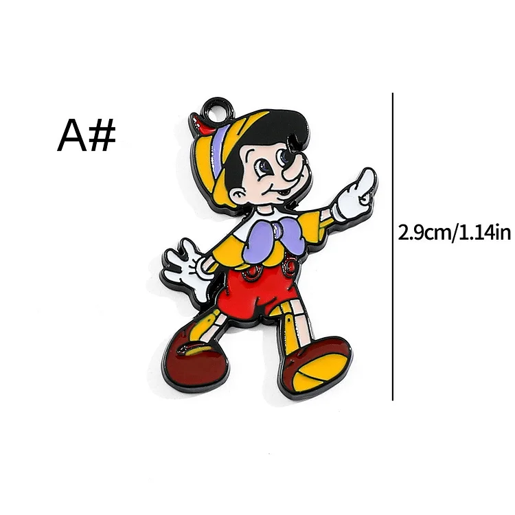  10/30pcs Cartoon Series Long Nose Wooden Man Pinocchio Charm Enamel Anime Fairy Tale Charm Pendant Bracelet DIY Earring Necklace Key Chain Jewelry Accessories