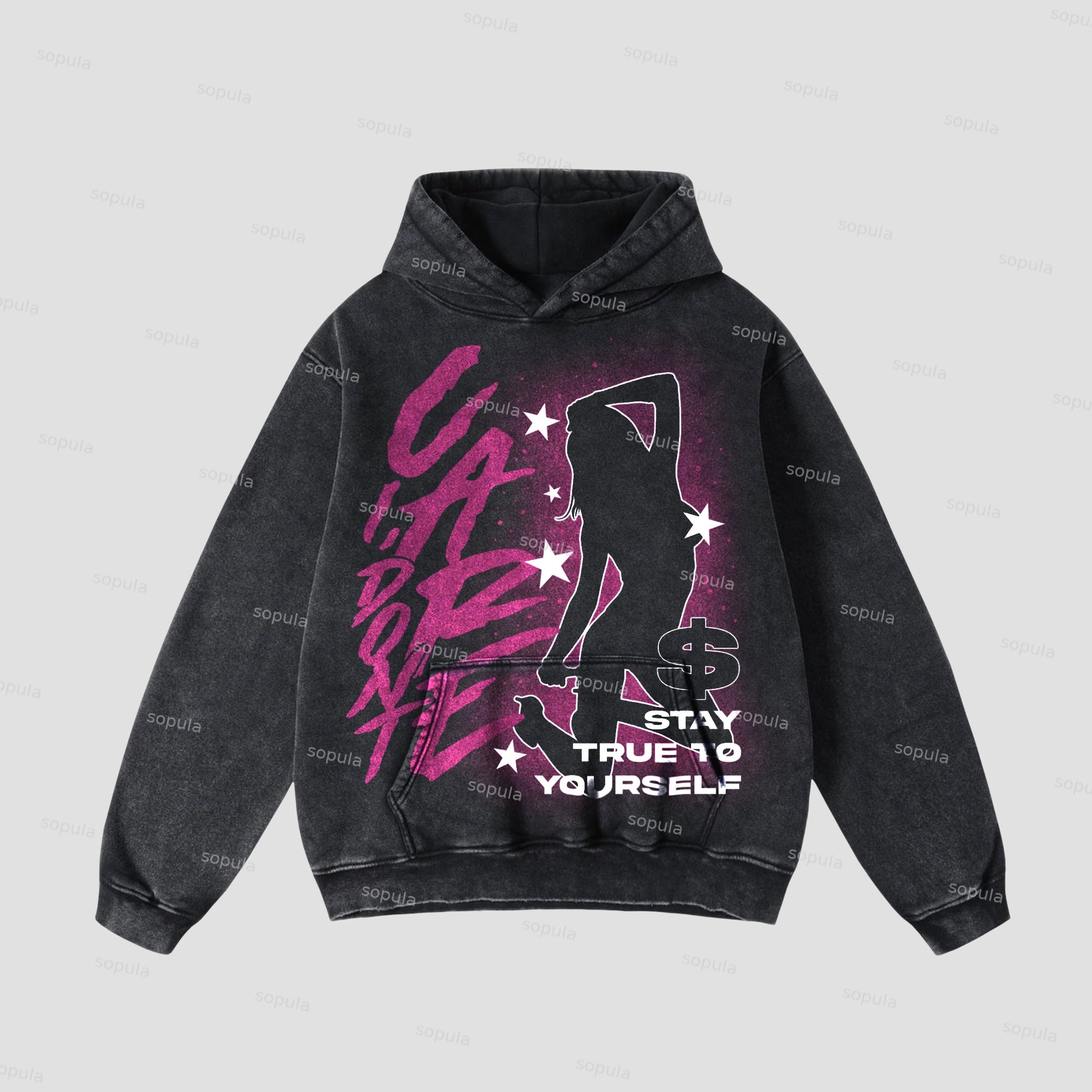 Sopula I Don't Care About The Character Graphic Washed Hoodie - SOPULA