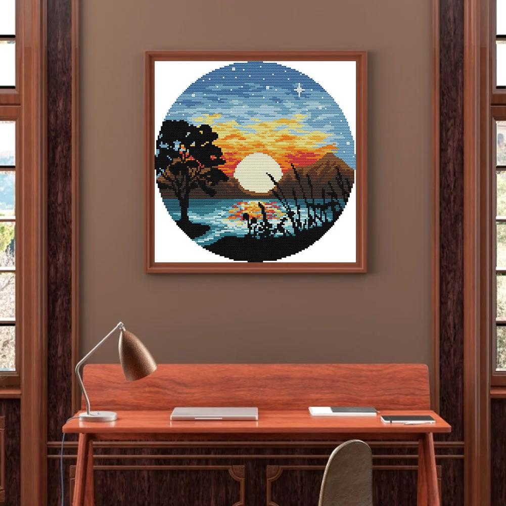 14CT Partial Printed Cross Stitch - Sunset(31*31cm)