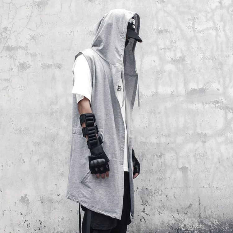 Dawfashion Techwear Streetwear-Dark Large Windbreaker Medium Long Cape Cape Hooded Black Jackets-Streetfashion-Darkwear-Techwear