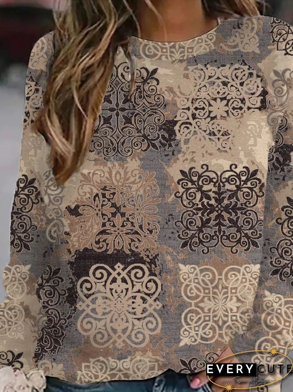 Women Casual Ethnic Autumn Daily Loose Best Sell Crew Neck Regular Regular Sweatshirts