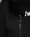 Sexy Zipper Up Split Bodycon Dress Black Dresses