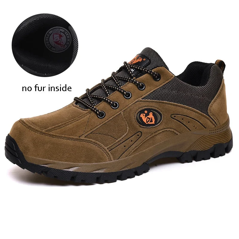 Winter Outdoor Hiking Shoes For Male Adult Fashion plush warm Cow Suede Man Casual Men Shoes Walking Footwear Sneakers Men