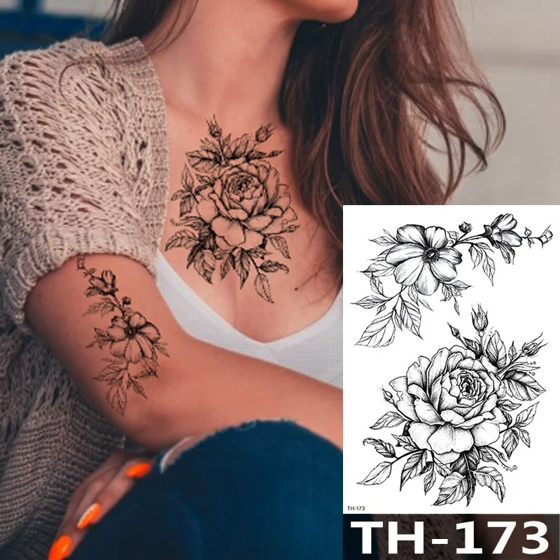 Waterproof Temporary Tattoo Sticker Flower Cute Cat Water Transfer Body Art Flash Fake Tatoo