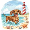 Dachshund Seaside Puppy-14CT Stamped Cross Stitch 30*30cm tapestrymarket