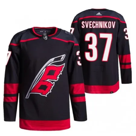 Men's Carolina Hurricanes #37 Andrei Svechnikov Black  Alternate Pro Stitched Jersey