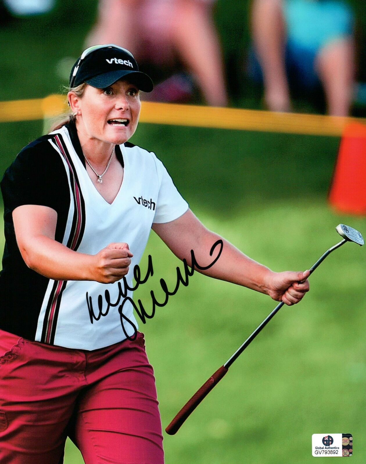 Karen Stupples Signed Autographed 8X10 Photo Poster painting LPGA Golfer Fist Pump Putt GV793892