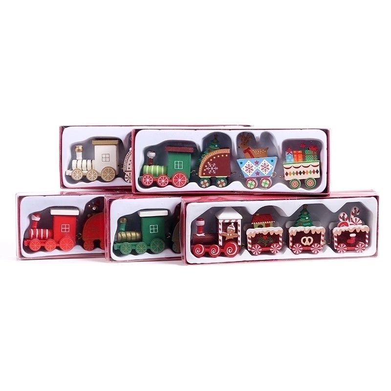 Christmas Fashion Christmas Tree Train Gift Box Wood Indoor Ornaments