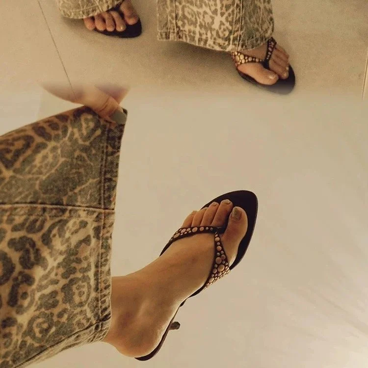 Yyvonne New Clip Toe Cool Slippers Velvet Characters High And Fine And Round Head Slippers Women Summer Wear