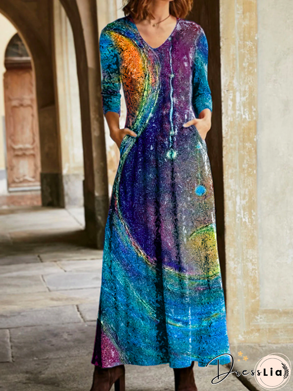 Plus size Printed Casual Knitting Dress