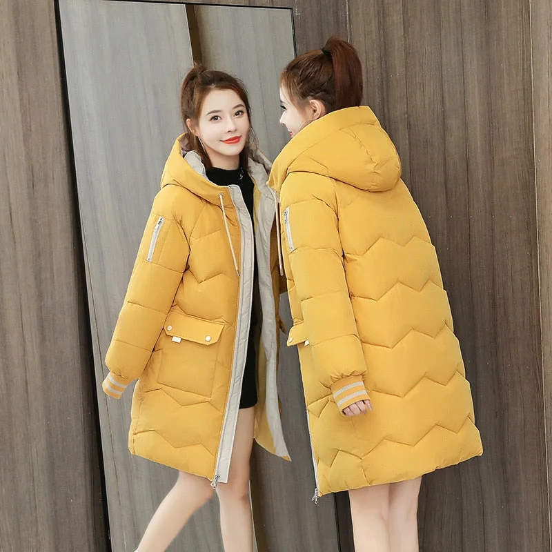 High Quality Winter Jacket Women Parker Thick Down Cotton Jacket Large Size Mid-Long Hooded Outerwear Women Warm Winter Coat