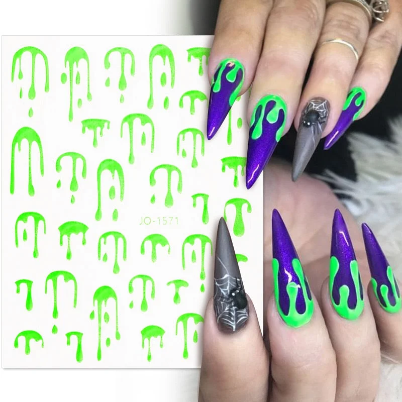 1 Pc 3D Nail Stickers Laser Gold Silver Black White Drops Design  Self-Adhesive Slider Nail Art Decorations Decals Manicure Tool-Nail Inspo