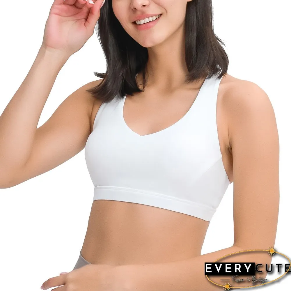 White Y Back Push-up Sports Vest Bra