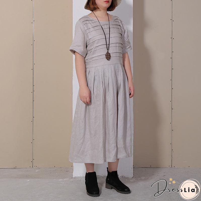 Women Summer Casual Solid Pullover Loose Short Sleeve Maxi Dress
