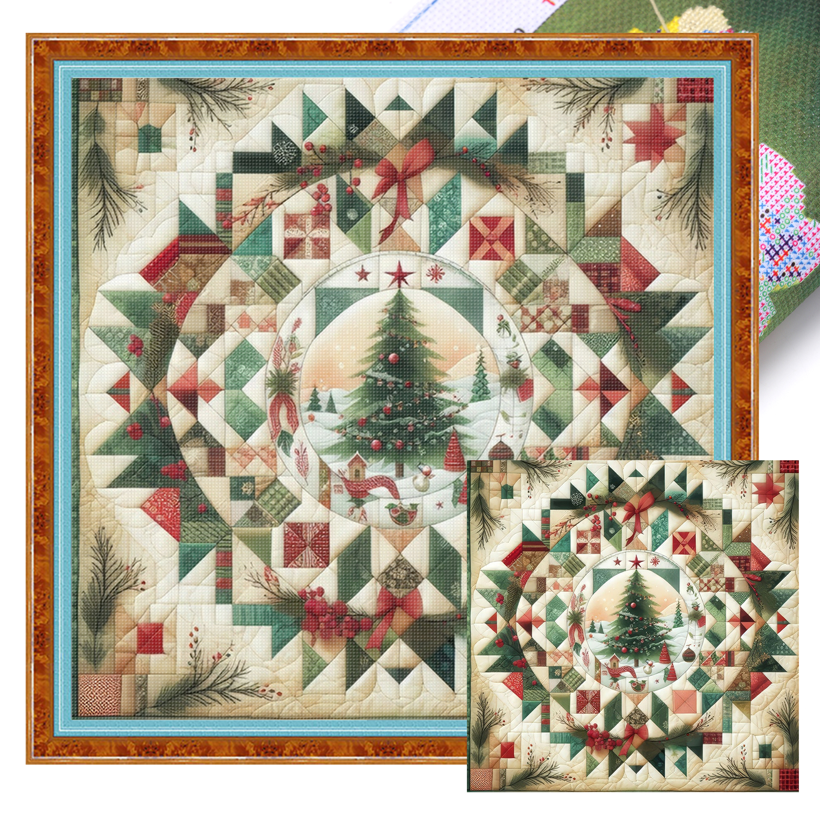 Christmas Tree Printed Cross Stitch Kit 40x40cm DIY 14CT Embroidery ...