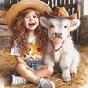 Sunshine Girl Cow-11CT Stamped Cross Stitch 40*40cm tapestrymarket