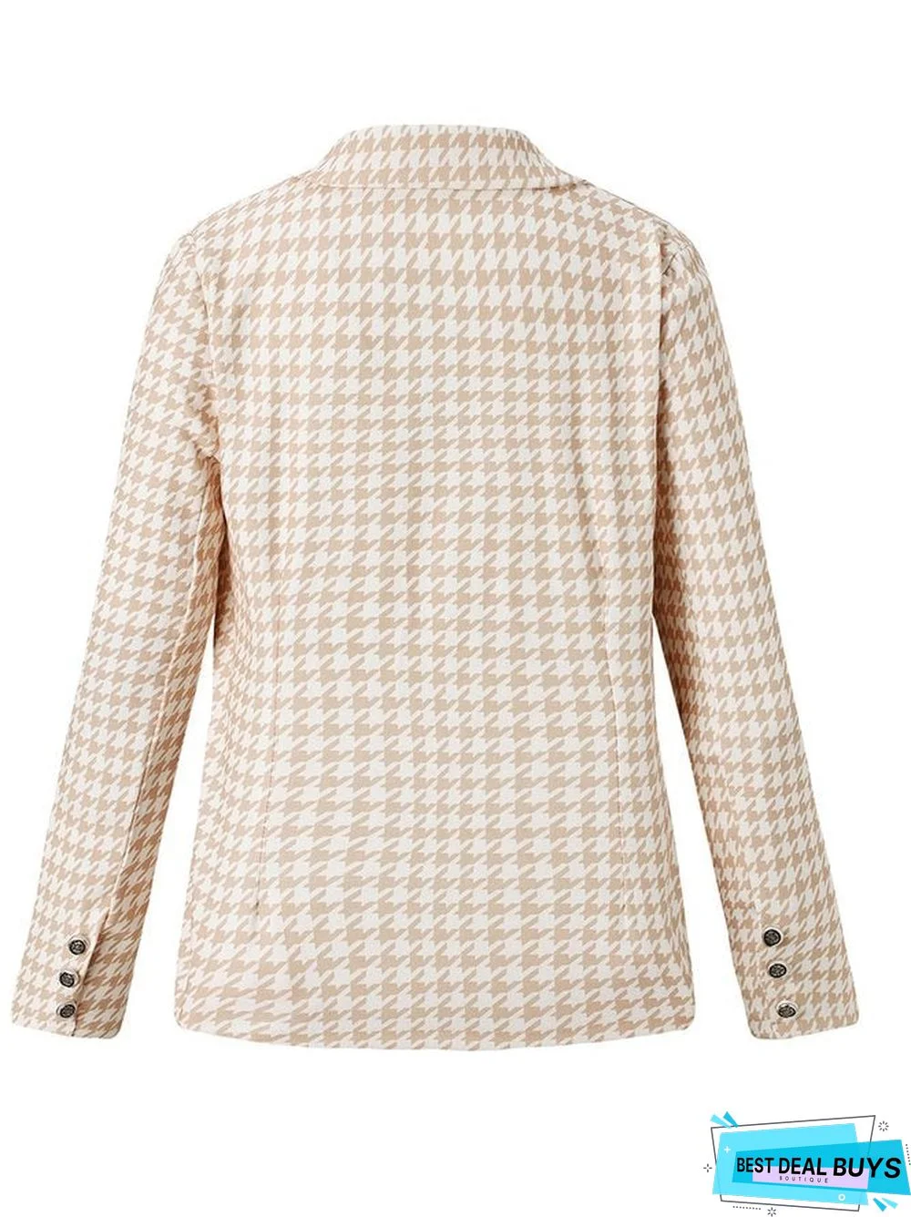 Hounds Tooth Casual Blazers Light-Colored Suit Hounds Tooth Plaid Double-Breasted Jacket