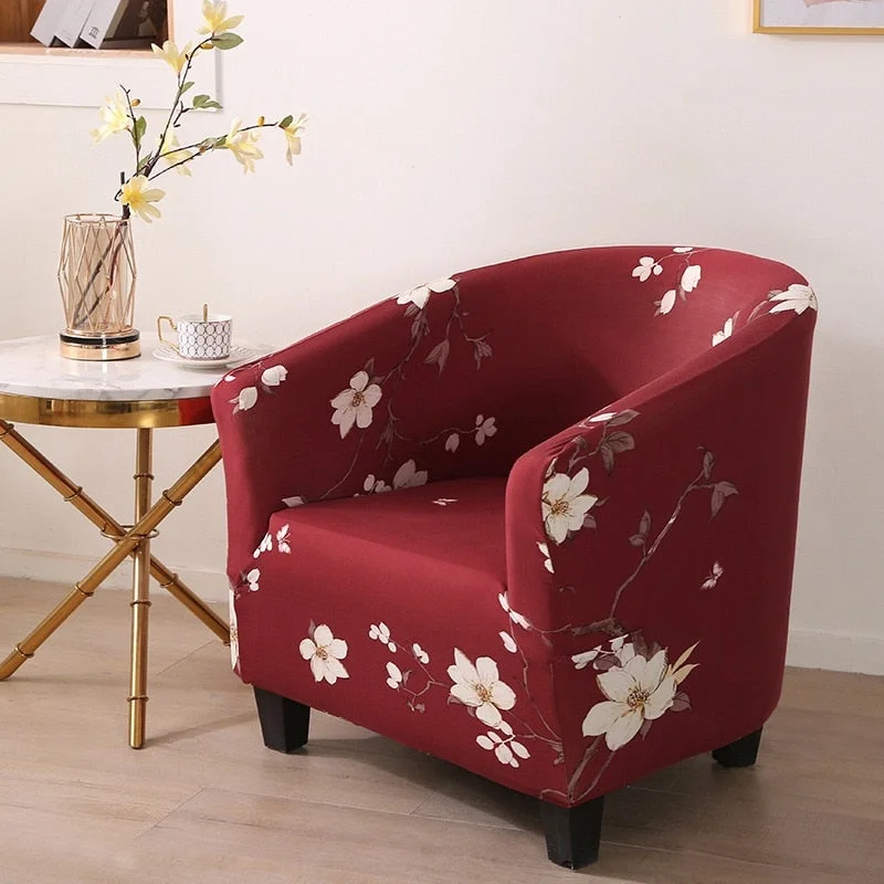 Club Chair Slipcover Stretch Armchair Covers Printed Tub Chair Cover Sofa Cover Spandex Couch Covers for Bar Counter Living Room