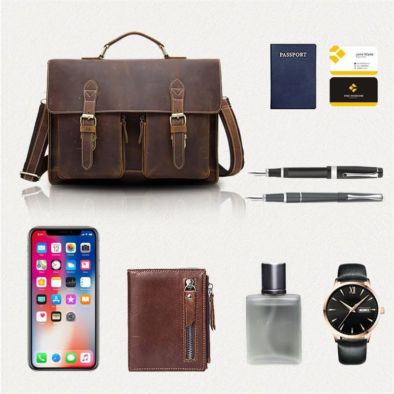 Mens Fashion Classic Leather Vintage Shoulder Bags Crossbody Packs