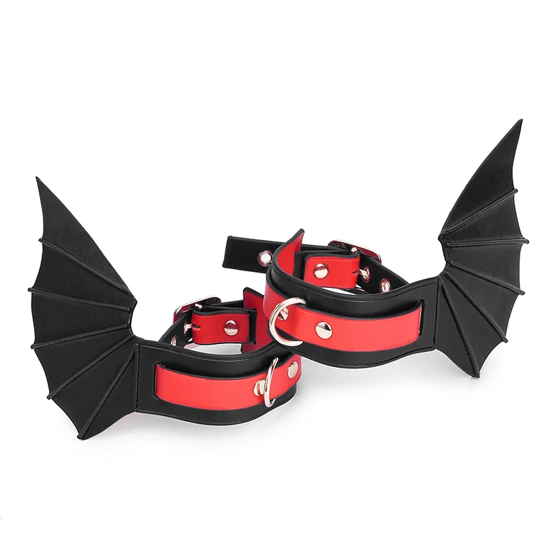 Bat Wing Leather Bdsm Bondage Handcuffs Sex Toy