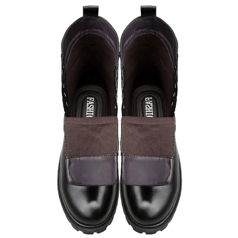 Men's Moto Boots Outdoor Mid-calf Army Boots Men's Leather Military Desert Tactical Boot Shoe Black Combat Boots Walker Peak