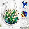 (18.5cm)DIY Acrylic Jigsaw Puzzle Window Hanging with Hanging Chain DIY Stained Glass Decoration Round Window Puzzle Decor for DIY Craft Project (Stained Glass Flower)