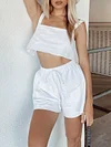 Solid Color Vest Top+Short Pants Suits