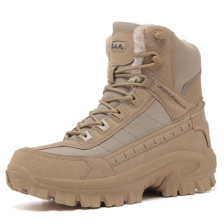 Men's Work Combat Boots Waterproof Non-Slip Warm Army Boots Work Boots (Thickened Version & Insulated Version)