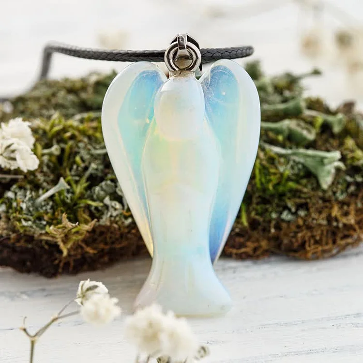 Crystal Guardian Angel Necklace| Opal
