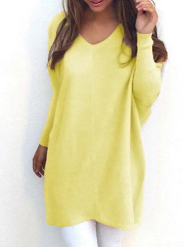 V Neck Casual Polyester Sweater
