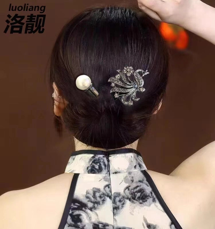 Women’s Minimalist Peacock Feather Flower Alloy Plating Inlay Rhinestones Hair Band