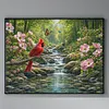 Stream Cardinal Full 11CT 3 Strands DIY Stamped Cross Stitch Kits for Beginners Adults Gift Home Wall Decor Cross Stitch Art and Crafts Kits 50x40cm