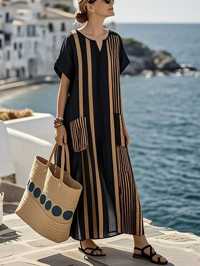 Ladies Loose Striped Dress 