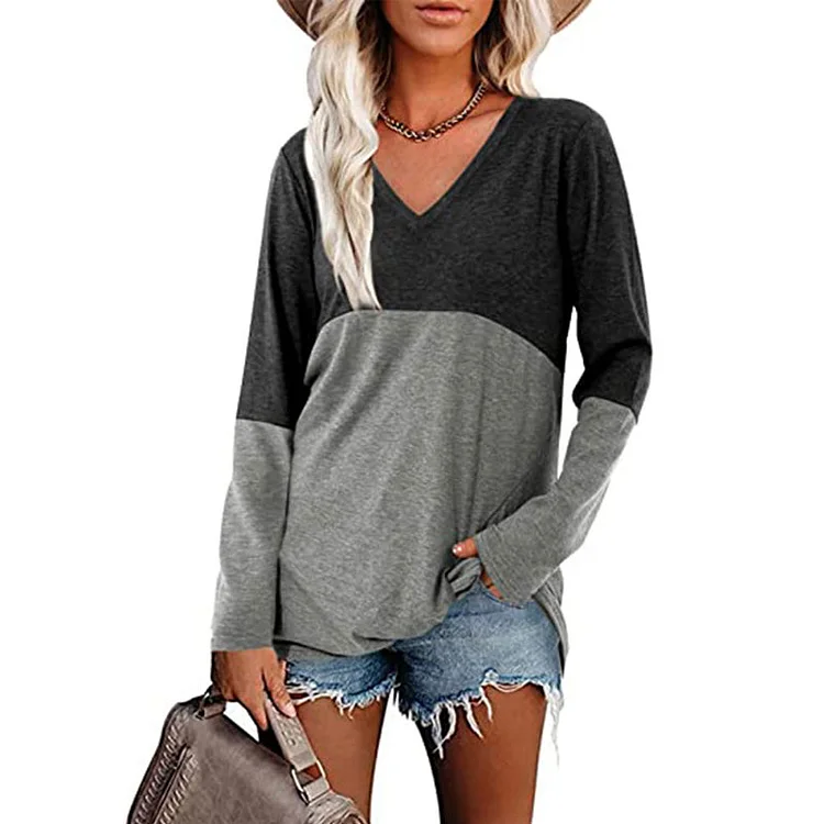 Contrast Panel Long Sleeve Top | 168DEAL