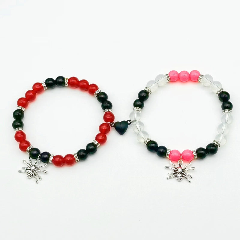 Halloween Jewelry Hot Selling Spider Love Magnetic Suction Couple Elastic Beaded Bracelet Bracelet Jewelry