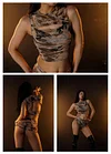 Camouflage Leopard Print Shorts With Sheer Briefs