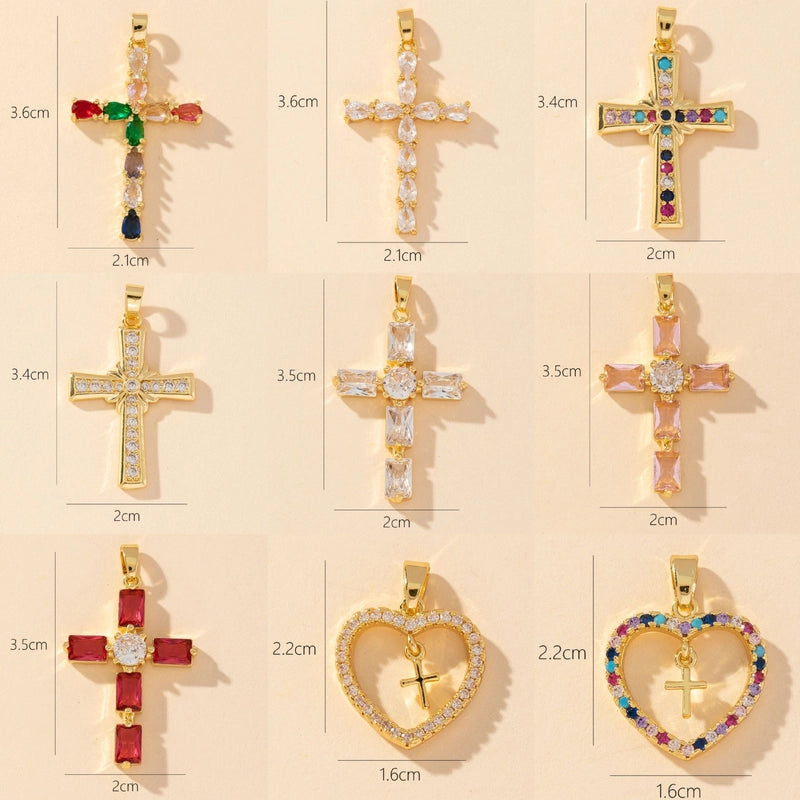 1 Piece Copper Zircon Printing Pendant