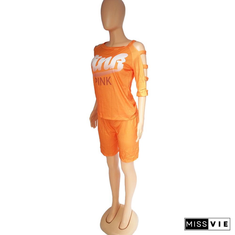 Cut Out Short Sleeve T Shirt Running Shorts Suit