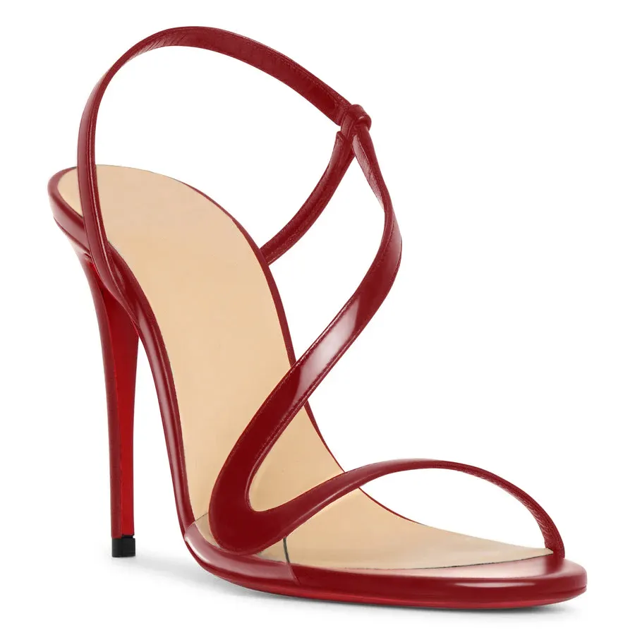 100mm/3.94 inch Spotlight Wavy Straps Sandals Red Bottom Stilettos-vocosishoes