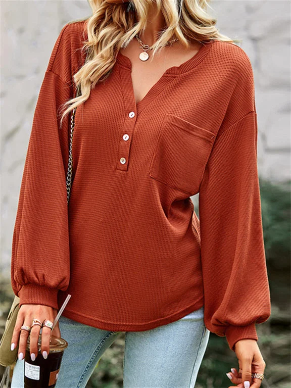 Women Half Sleeve V-neck Solid Color Dress